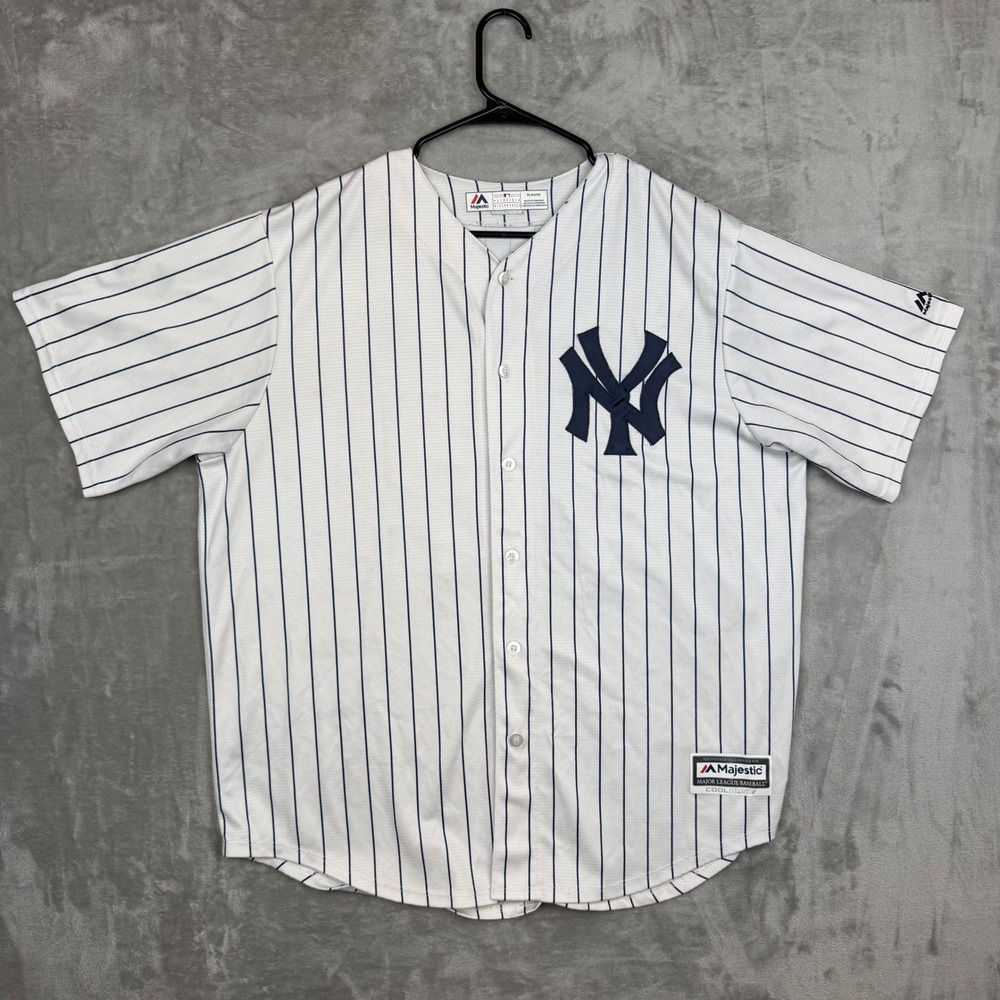 Majestic New York Yankees Ellsbury 22 Pinstripe Baseball Jersey Mens XL White